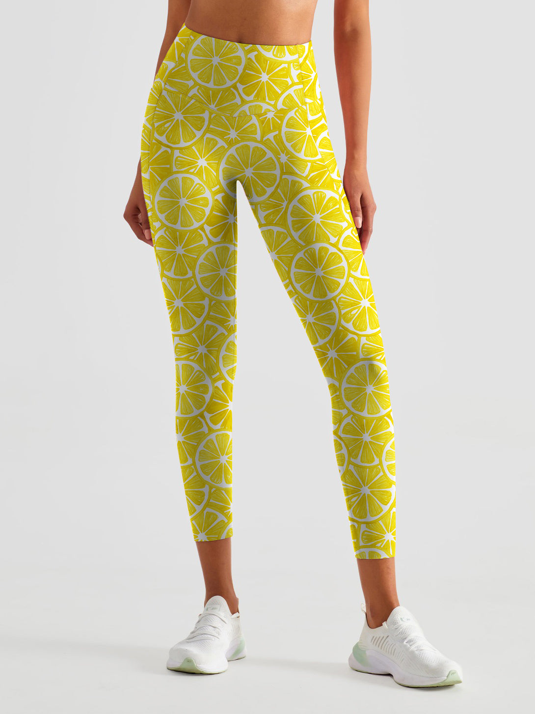 Fruit yellow lemon print leggings