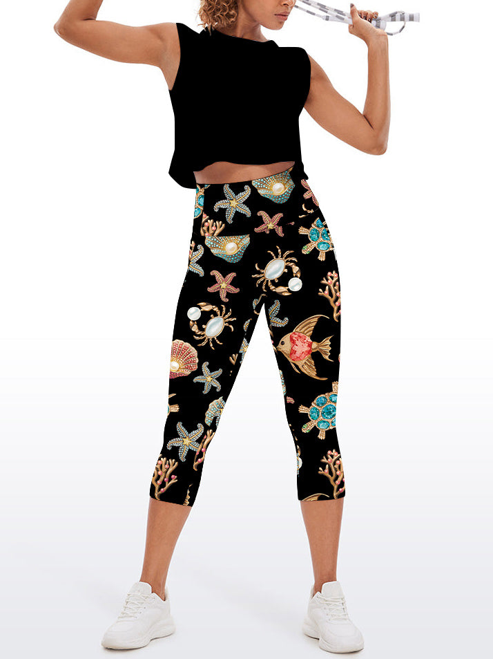 Ocean gem starfish turtle coral shell capris