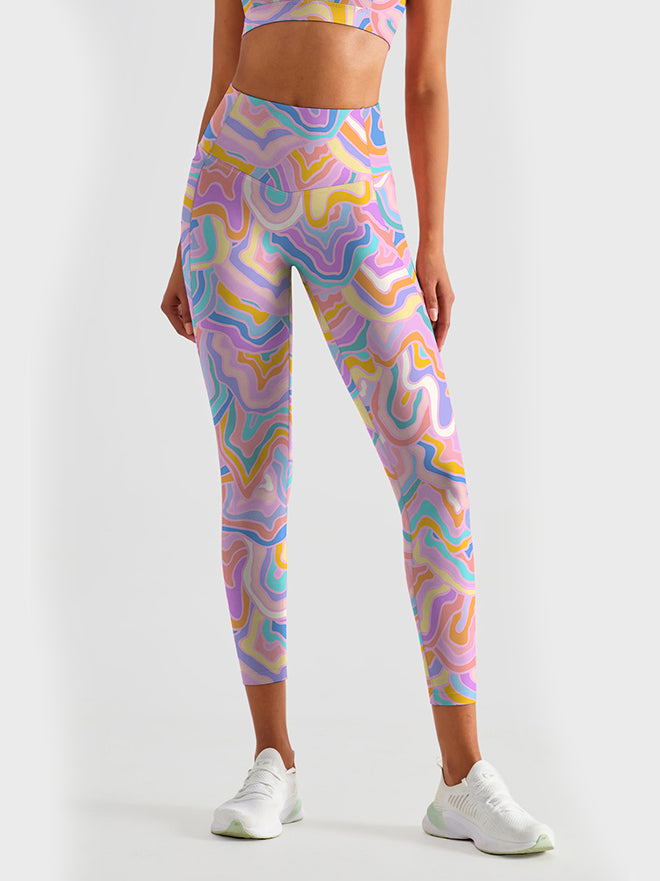 CREAMY™ colorful psychedelic pattern breathable waistband leggings