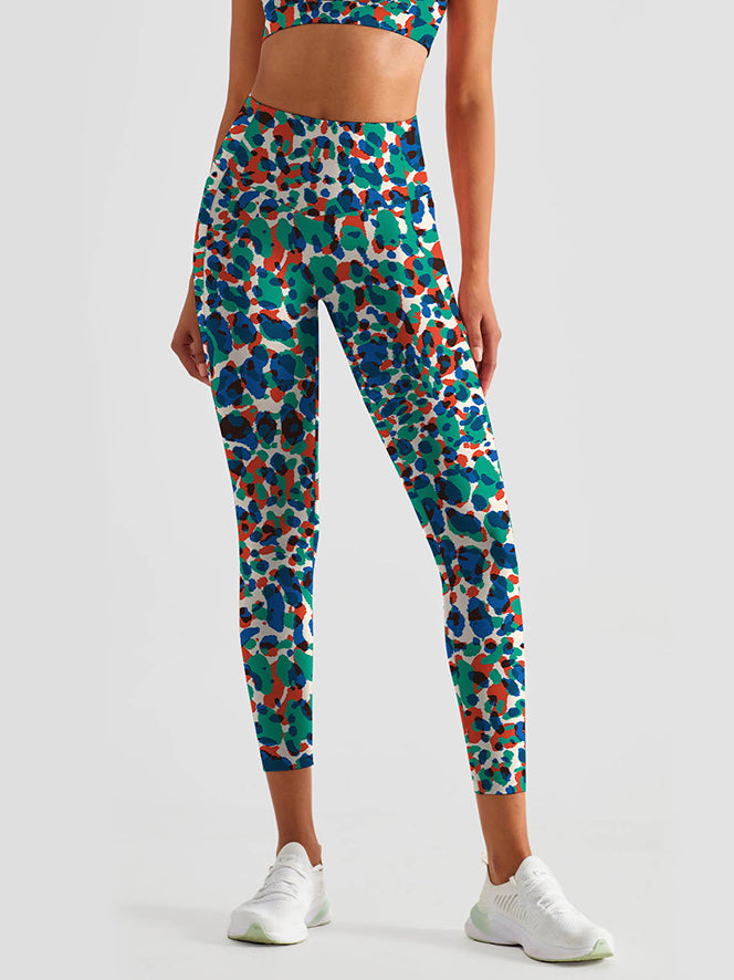 Animal leopard print dark multicolor leggings