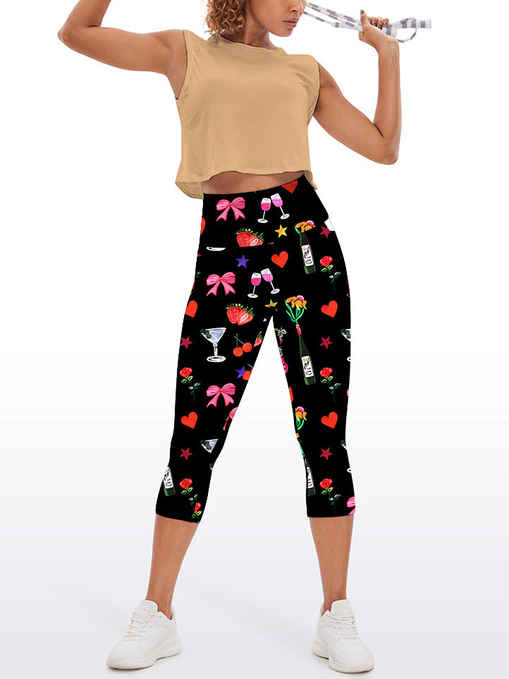 Cartoon hand drawn wine glass heart shape capris