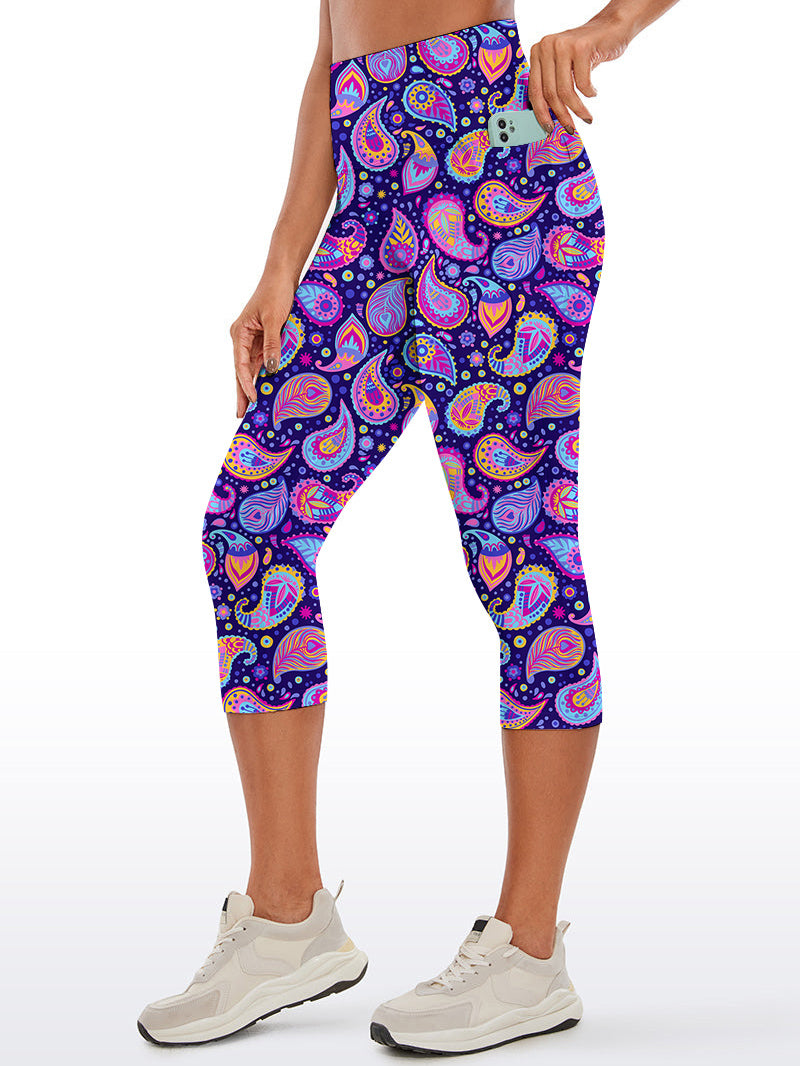 Purple paisley print design capris