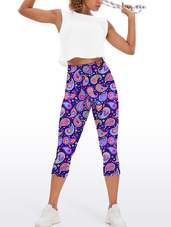 Purple paisley print design capris