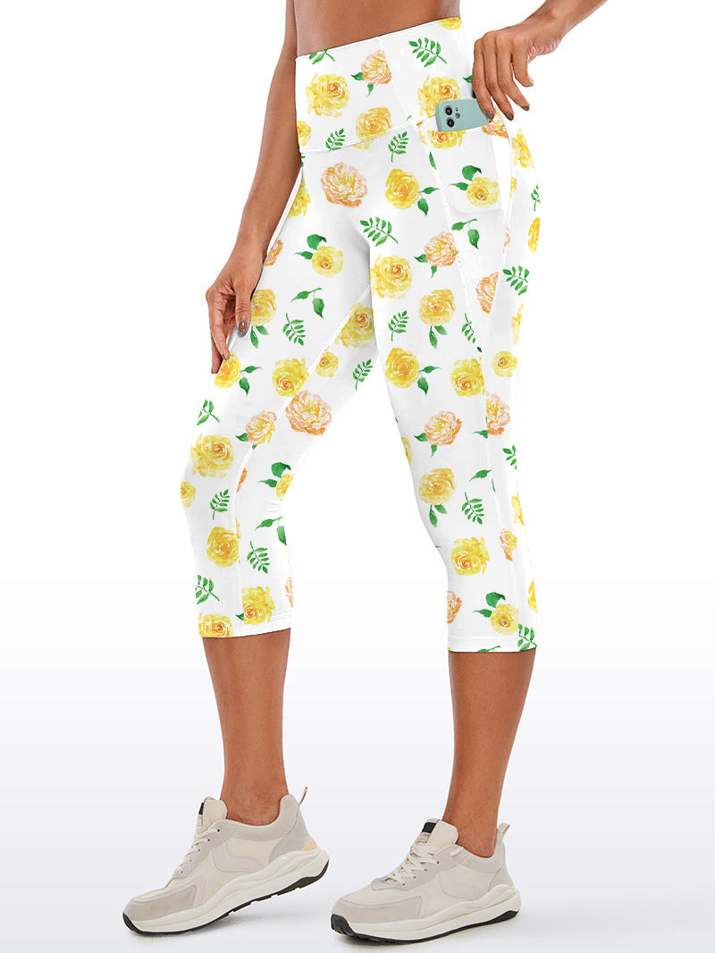 Flower yellow rose little fresh yoga capris