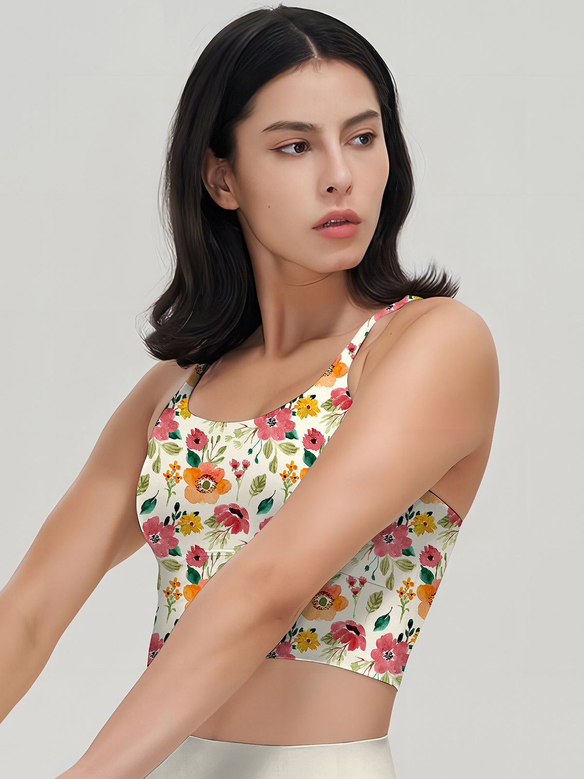 Flower watercolor pink and orange hibiscus tank tops