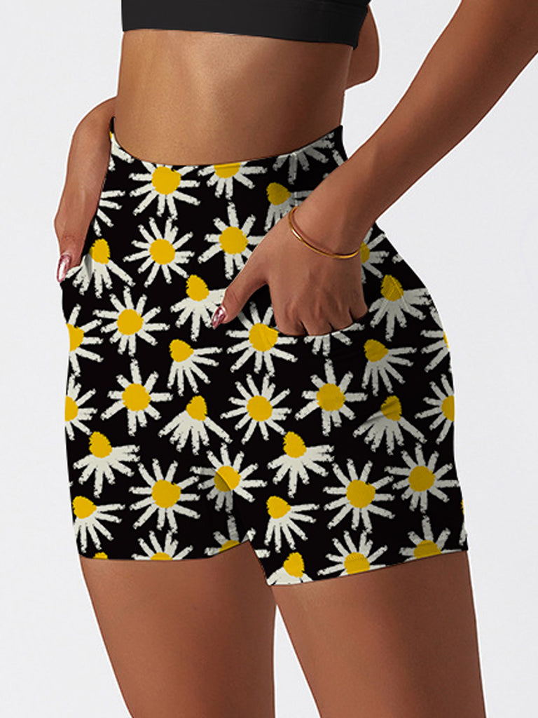 Flower hand painted abstract floral shorts
