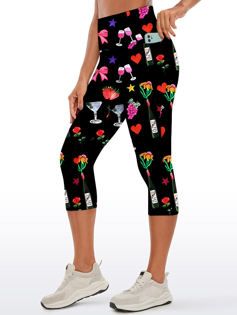 Cartoon hand drawn wine glass heart shape capris