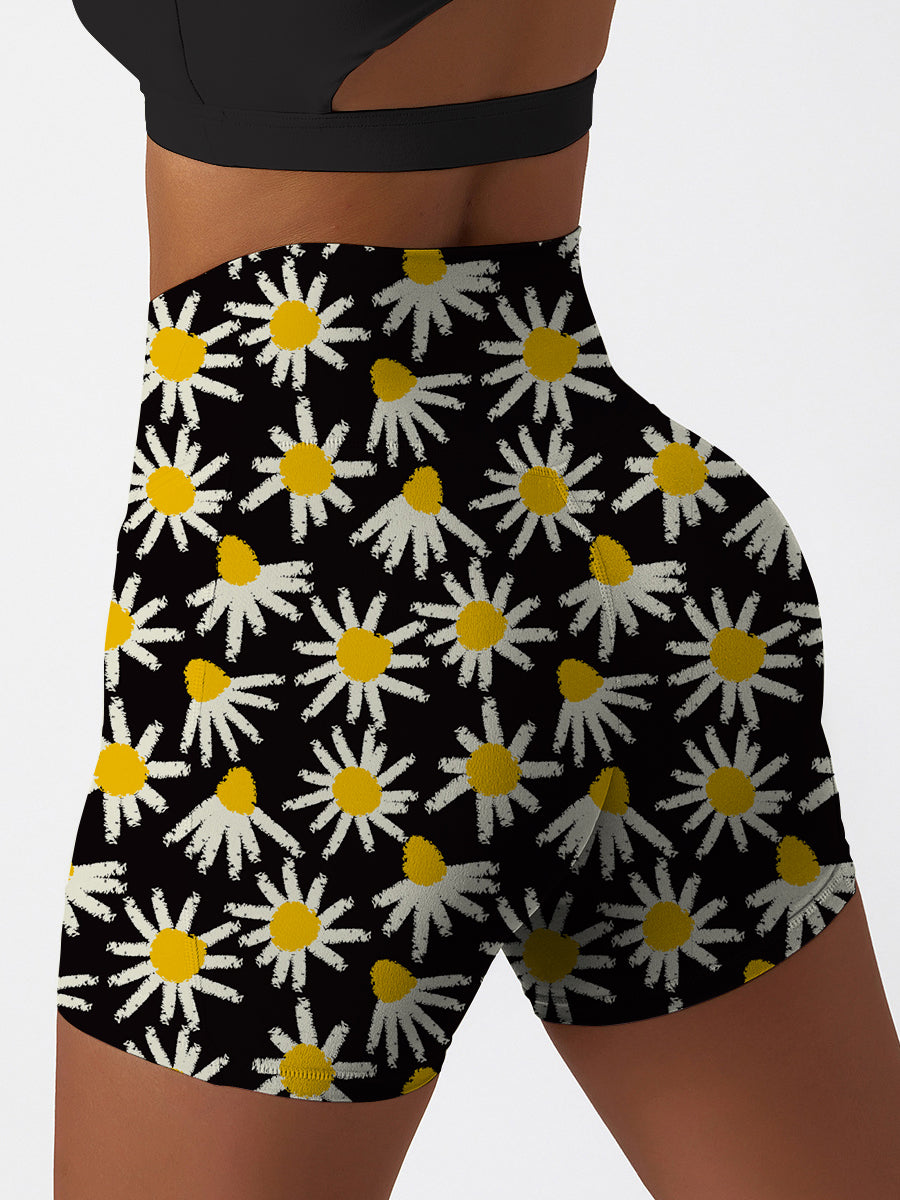 Flower hand painted abstract floral shorts