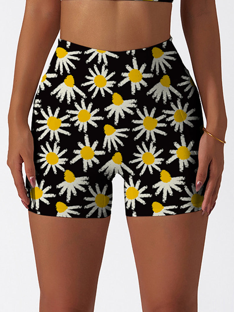 Flower hand painted abstract floral shorts