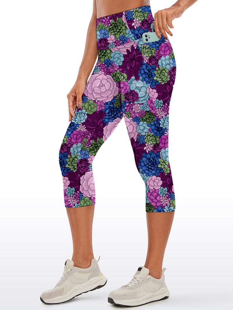 Colorful succulent flower capris