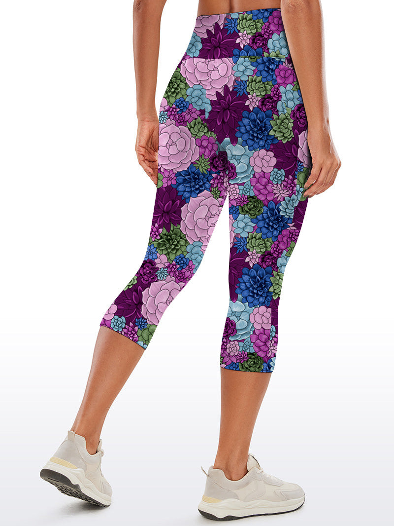 Colorful succulent flower capris