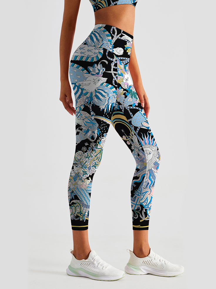 Ethnic print animal high waist design yoga leggings