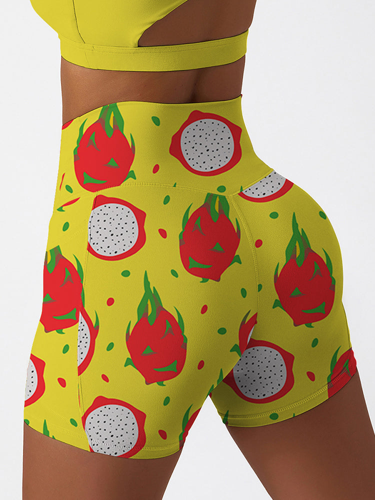 Fruit red pitaya yellow shorts