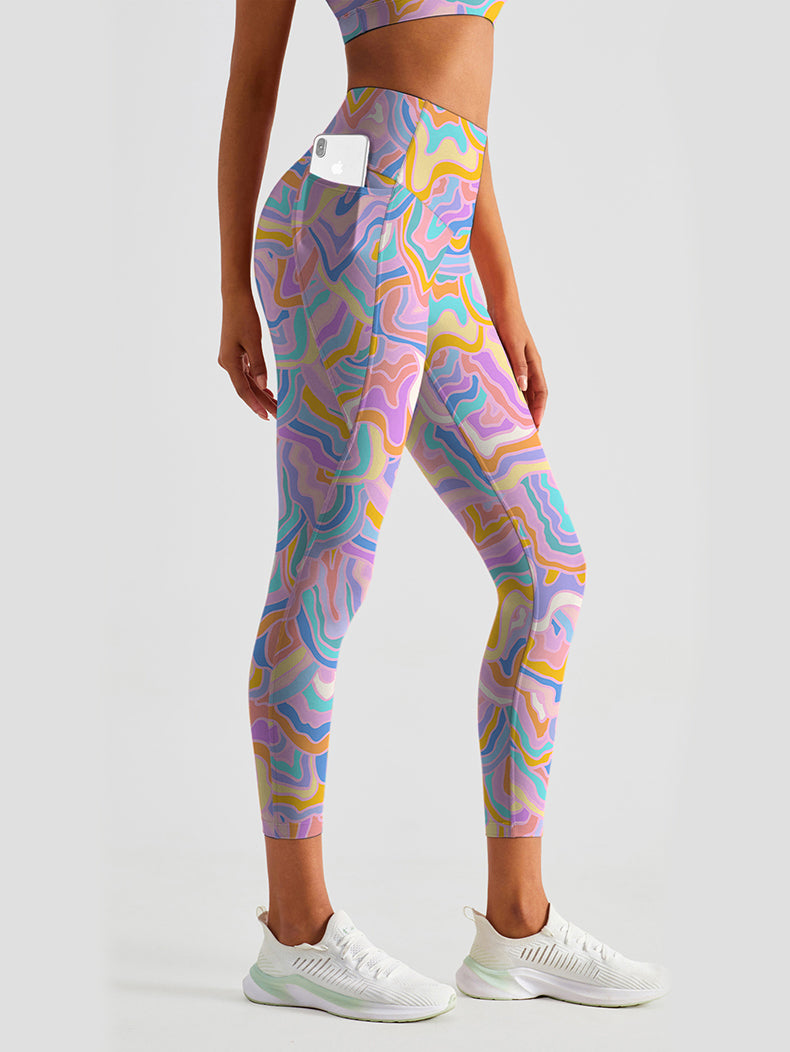 CREAMY™ colorful psychedelic pattern breathable waistband leggings