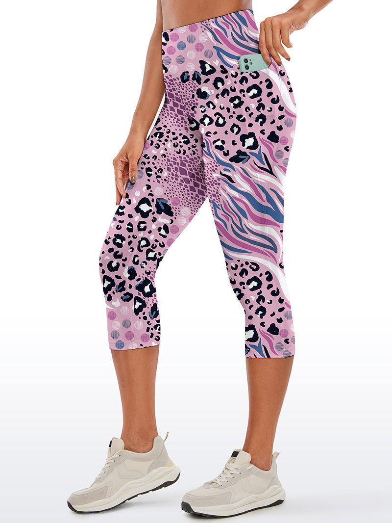Animal leopard zebra print patchwork pink capris