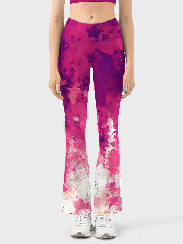 Flower watercolor psychedelic violet flare leggings