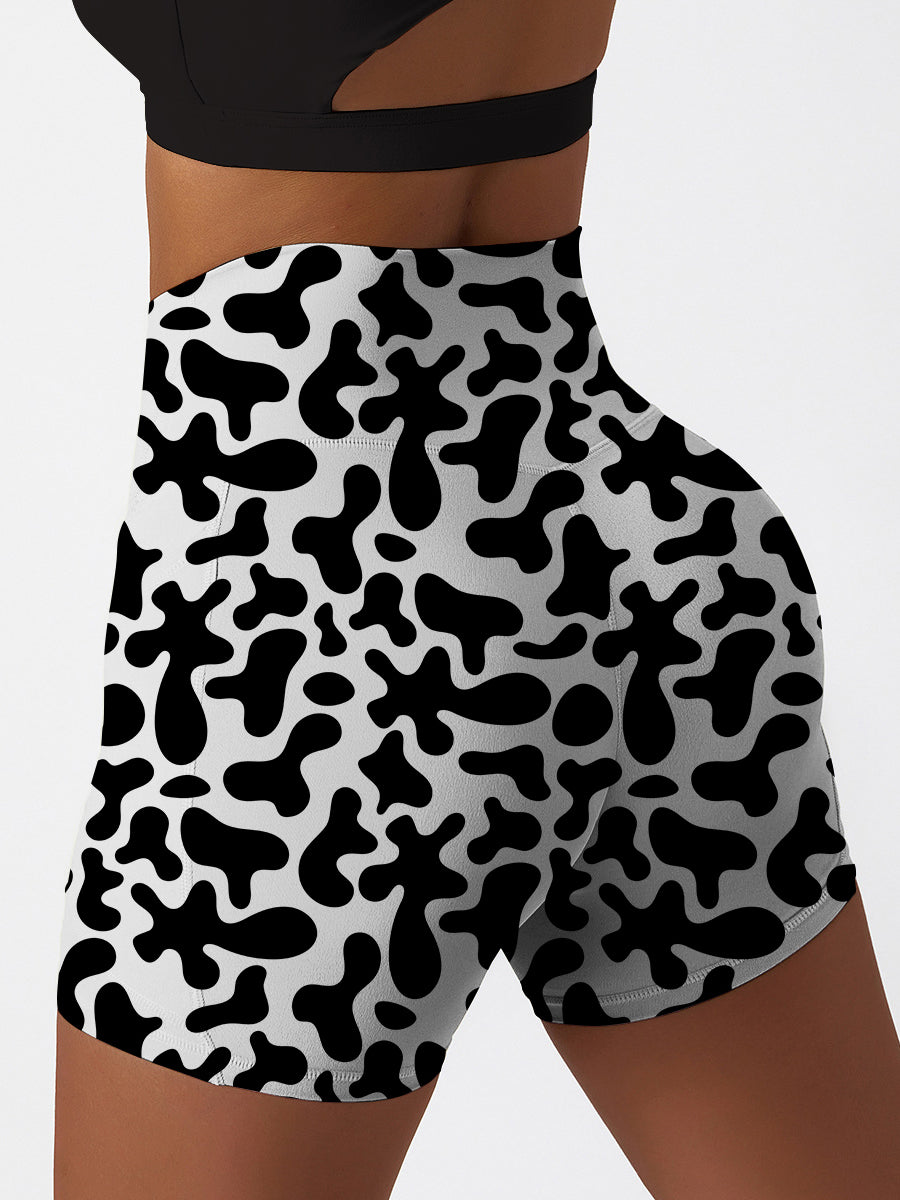 Irregular abstract blobs black and white shorts