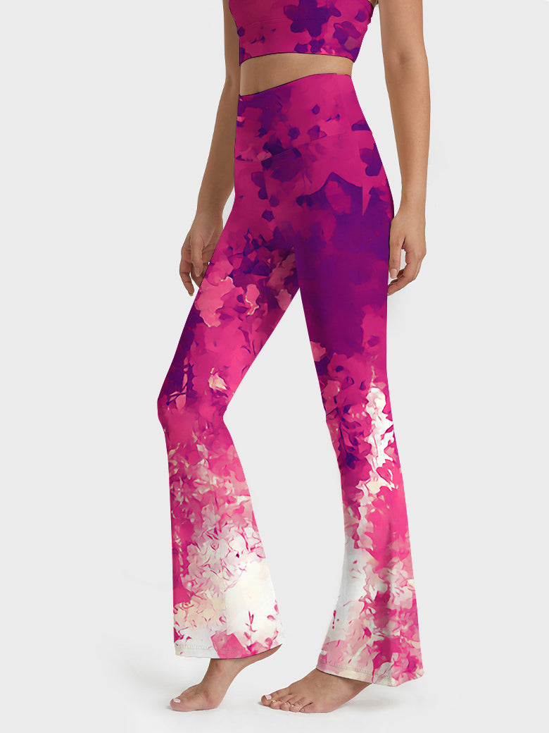 Flower watercolor psychedelic violet flare leggings
