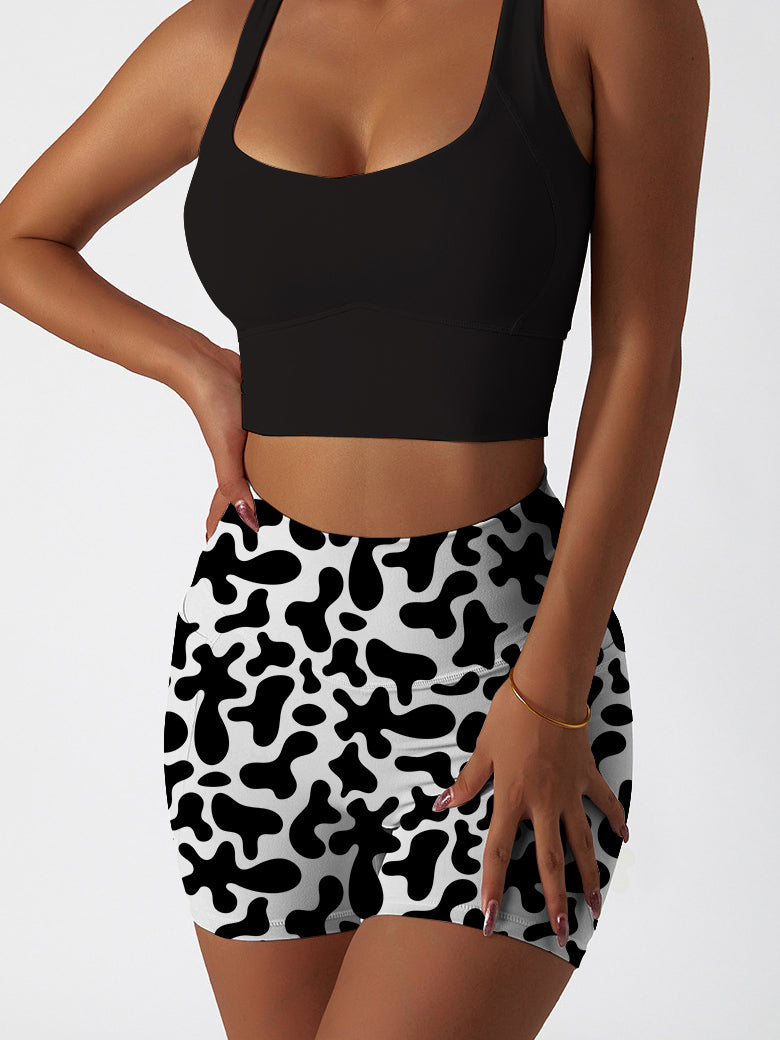 Irregular abstract blobs black and white shorts