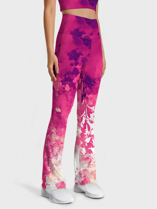 Flower watercolor psychedelic violet flare leggings