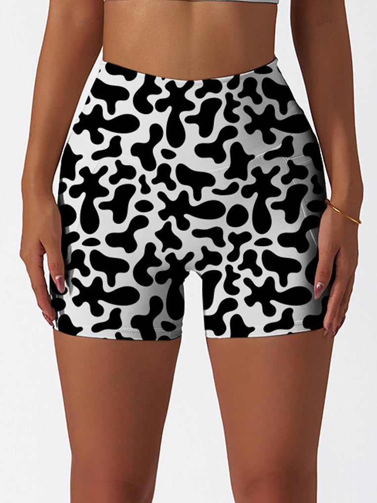 Irregular abstract blobs black and white shorts