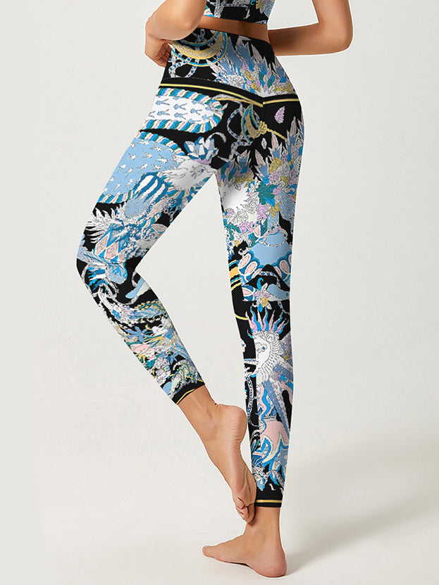 Ethnic print animal high waist design yoga leggings