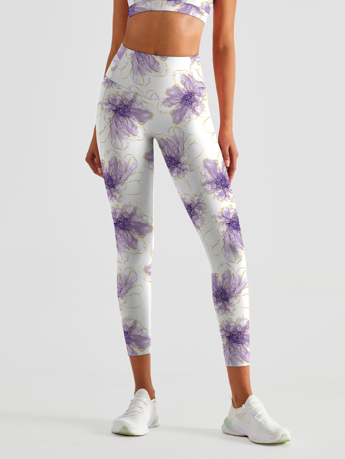 Flower purple blooming gold edge leggings