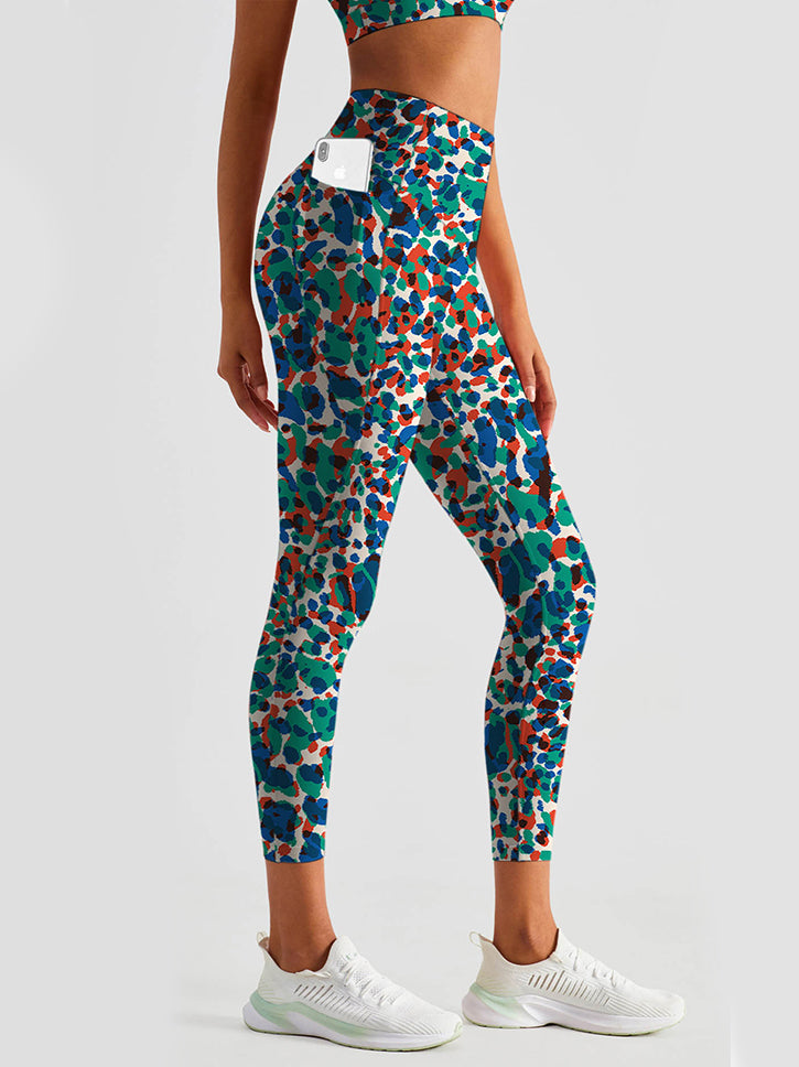 Animal leopard print dark multicolor leggings