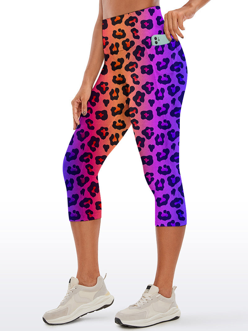 Animal leopard contrast gradient print capris