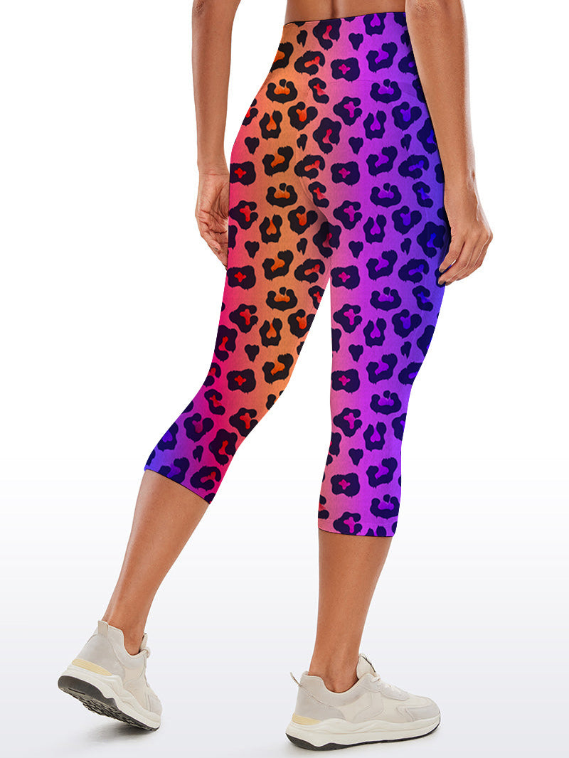 Animal leopard contrast gradient print capris