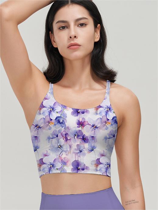 Flower watercolor violets purple tank tops