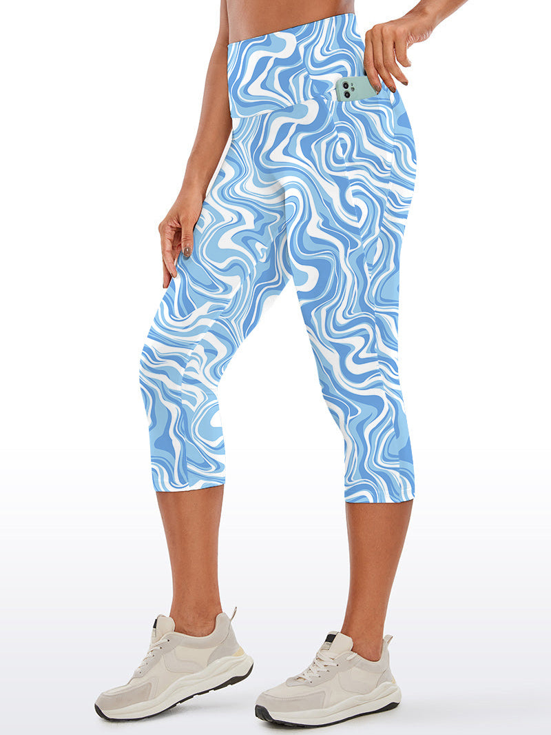 Liquid blue swirl water ripple capris
