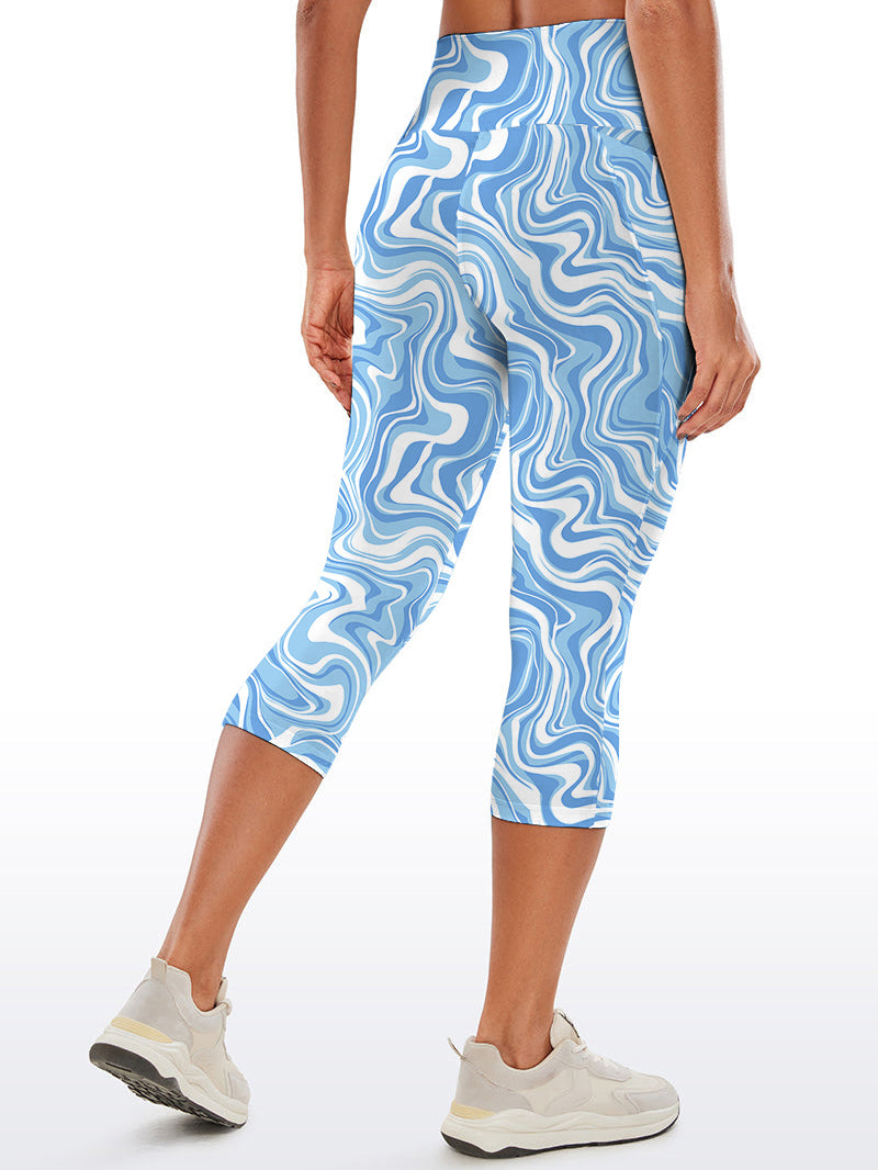 Liquid blue swirl water ripple capris