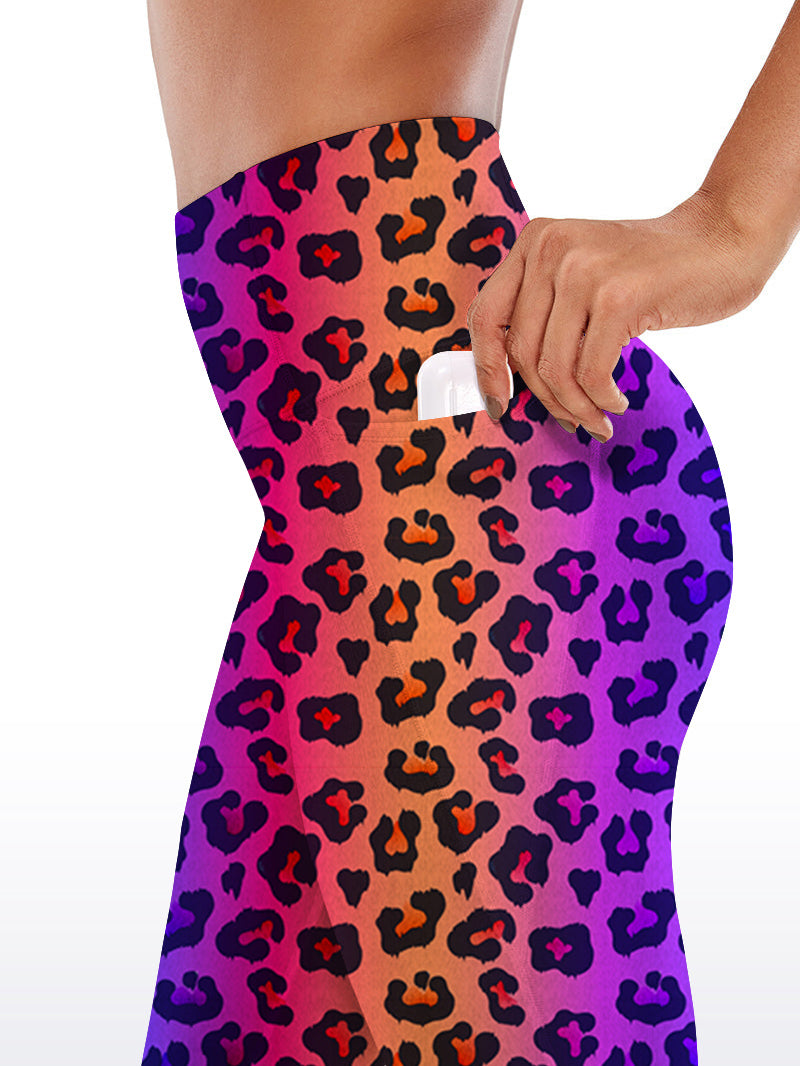 Animal leopard contrast gradient print capris