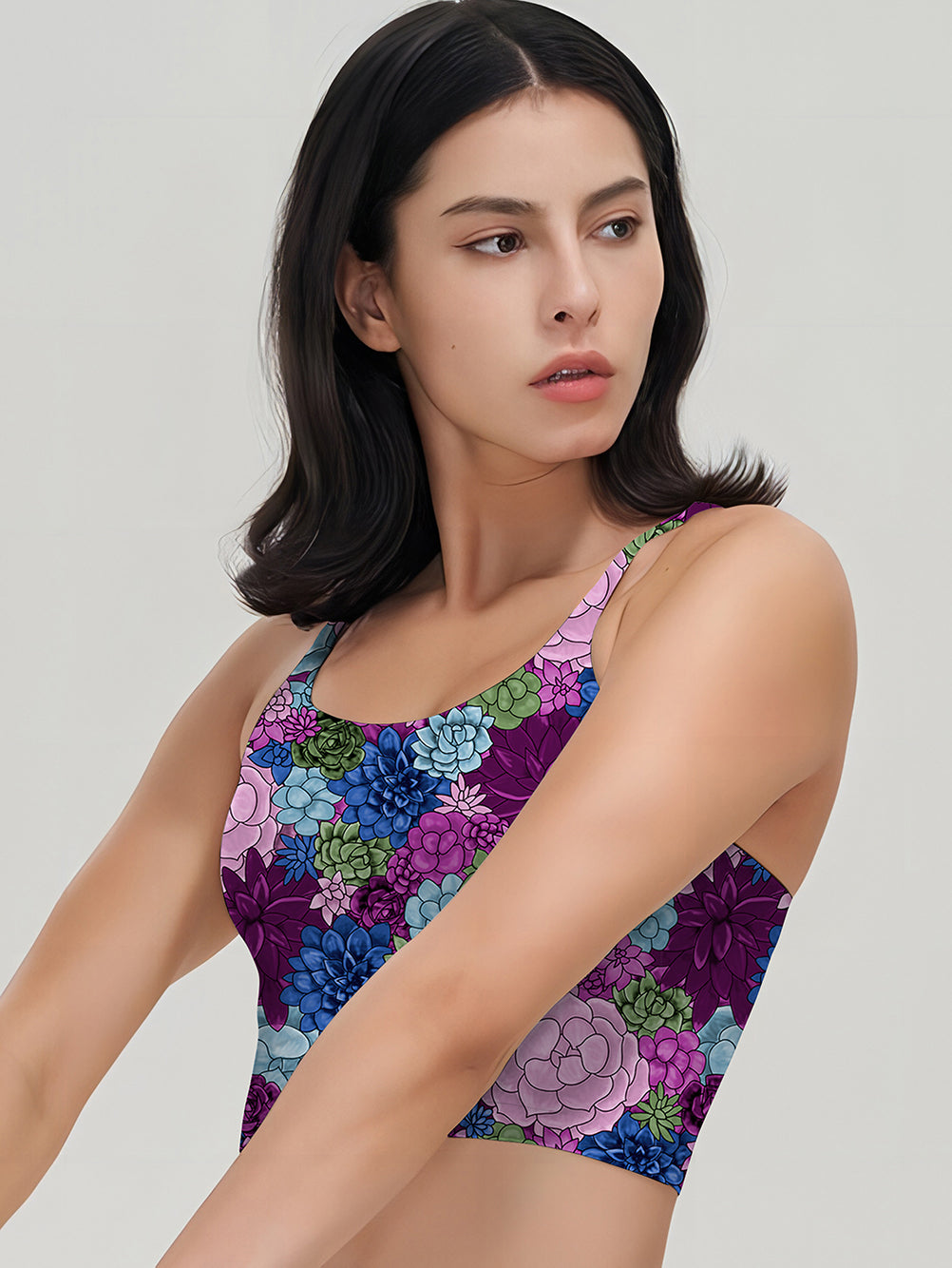 Colorful succulent flower tank tops