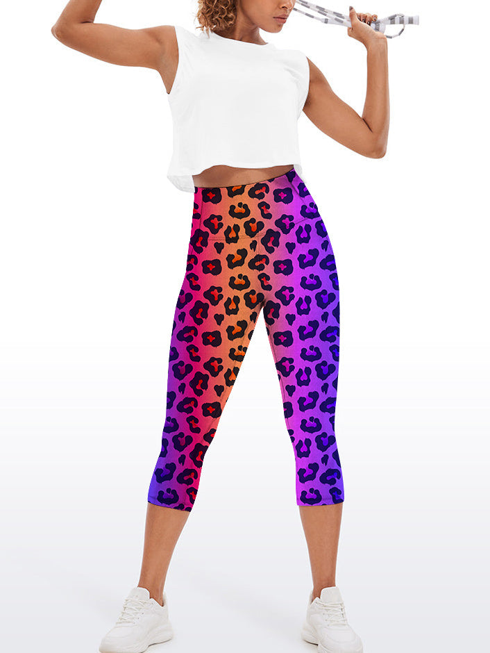 Animal leopard contrast gradient print capris