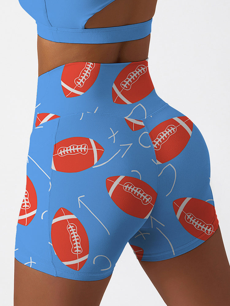 Cartoon red rugby pattern print shorts