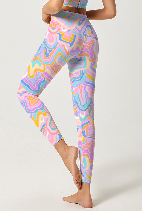 CREAMY™ colorful psychedelic pattern breathable waistband leggings
