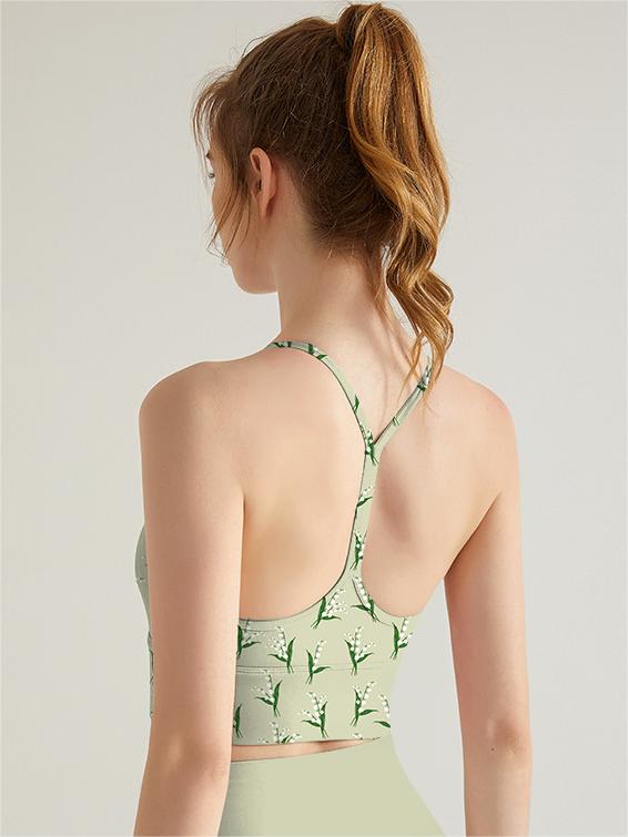 Botanical lilies of valley green tank tops