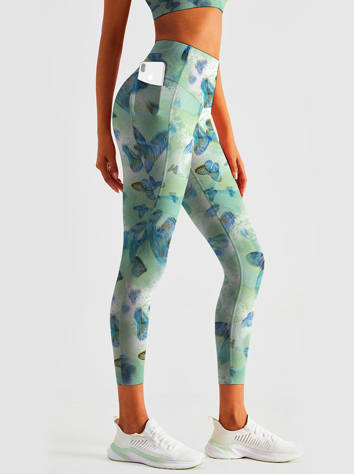 Animal green vague butterfly leggings