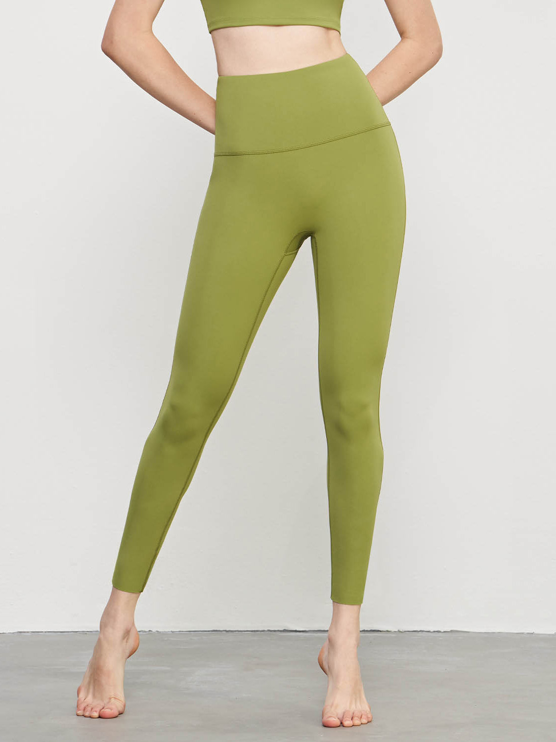 Basic peach buttock naked ultra-high waist hip lift green leggings