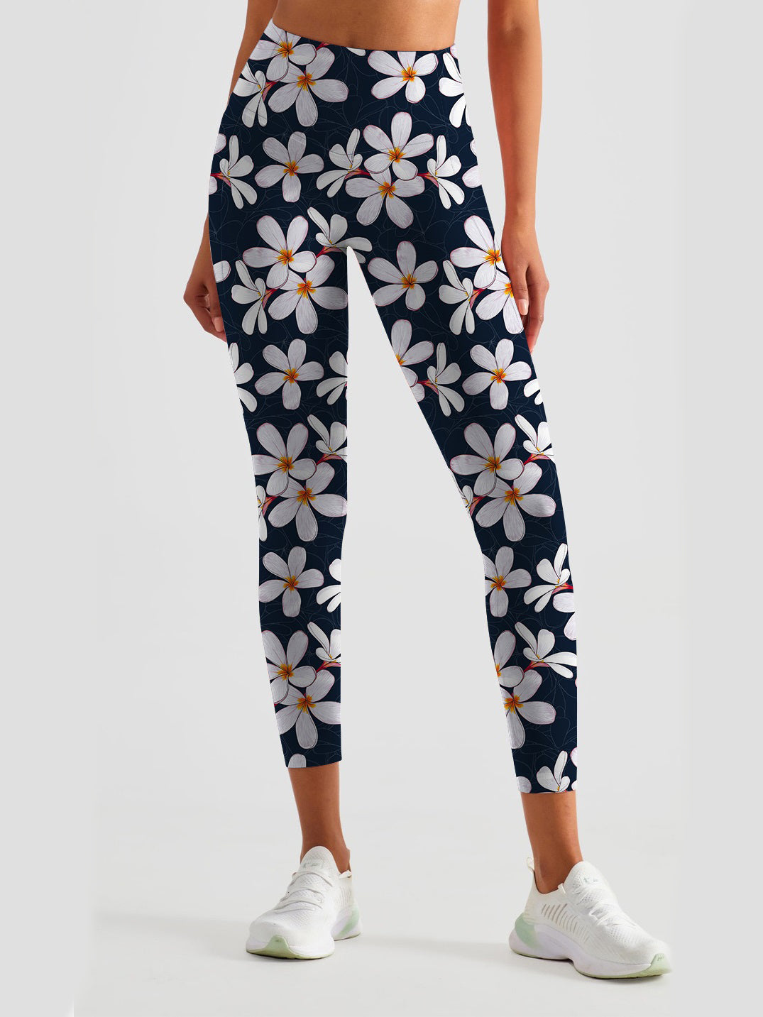 Flower white plumeria yoga leggings