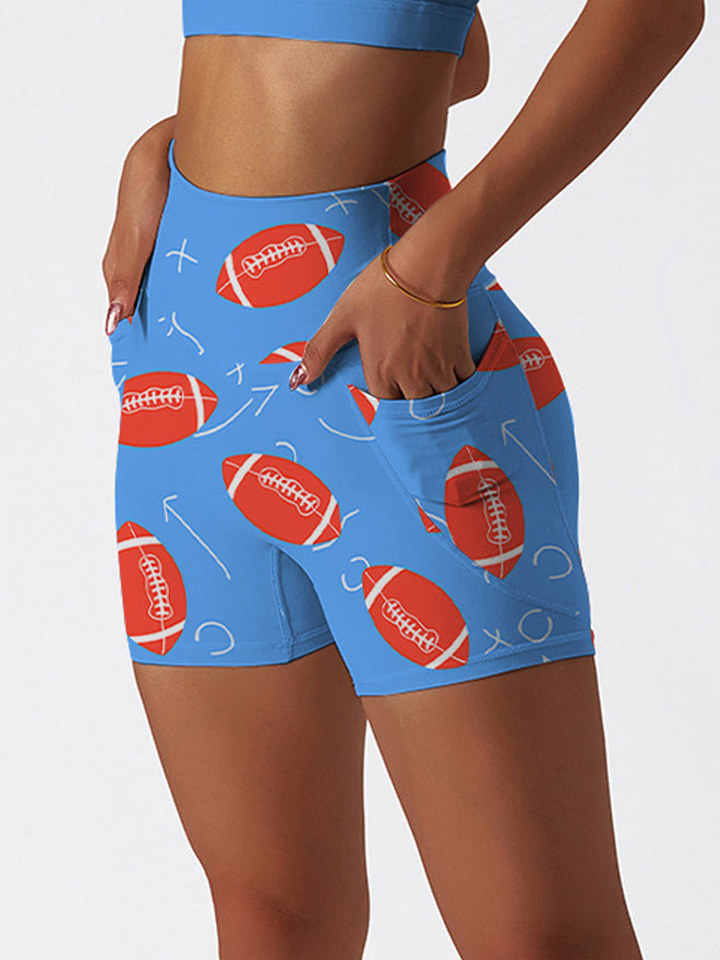 Cartoon red rugby pattern print shorts