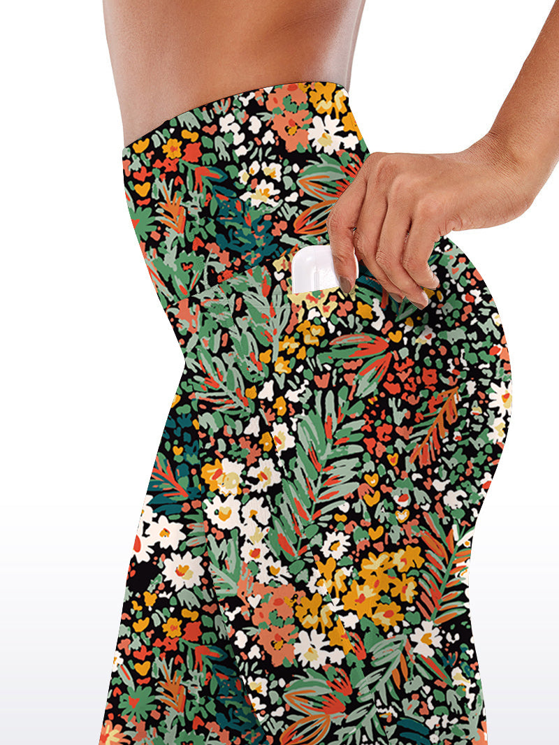 Flower colorful ditsy floral dark watercolor capris