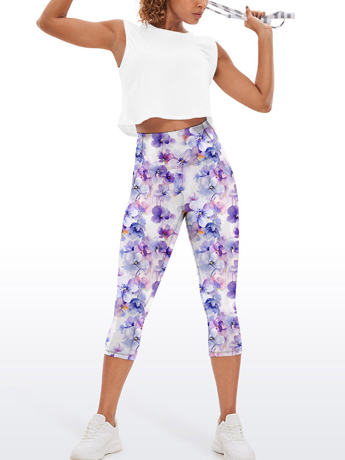Flower watercolor violets purple capris