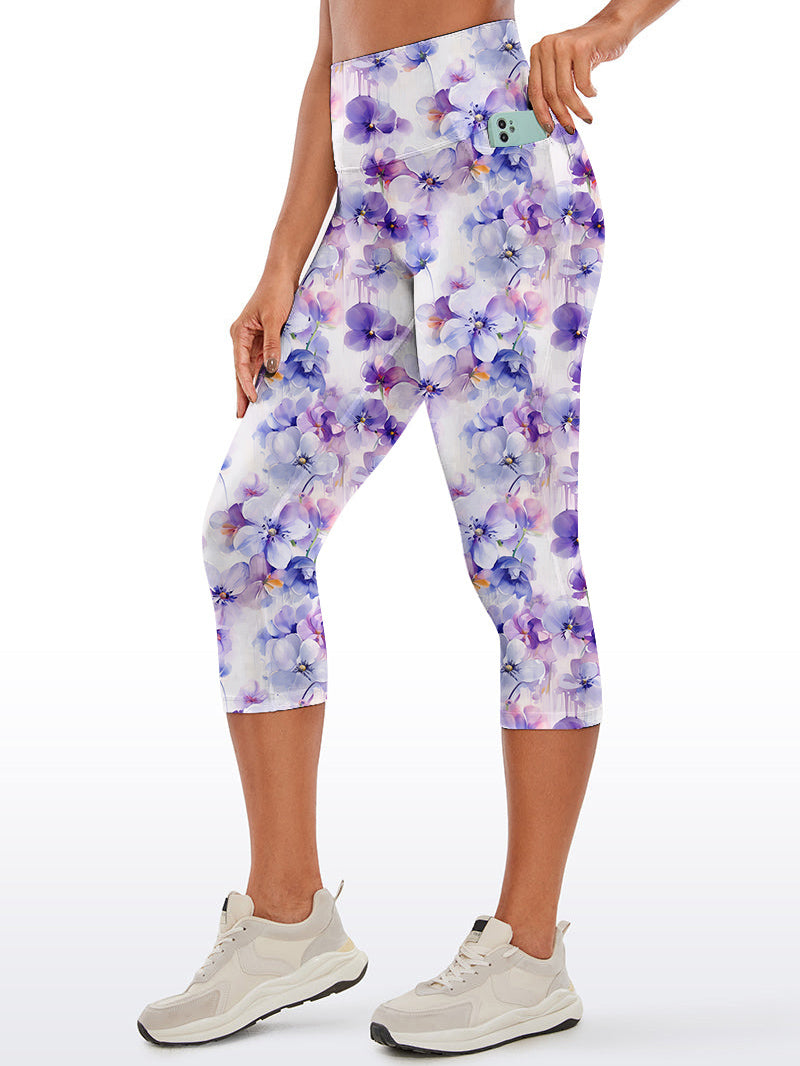 Flower watercolor violets purple capris