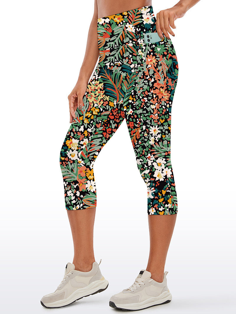 Flower colorful ditsy floral dark watercolor capris