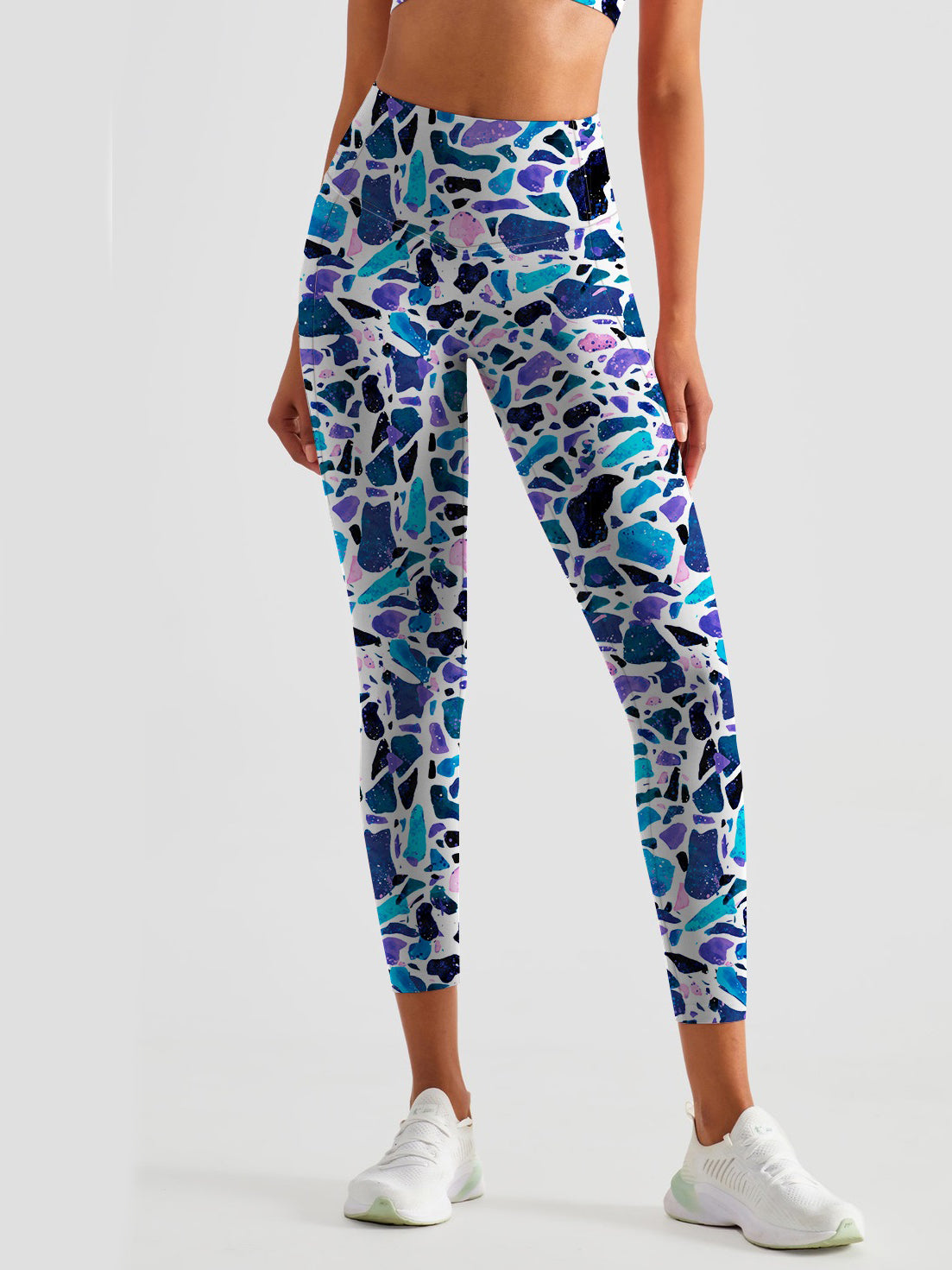 Irregular color block yoga leggings