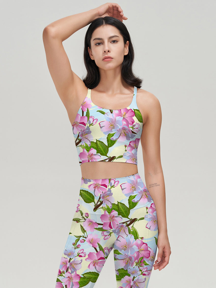 Flower apple-tree flowers seamless pattern blossom leggings