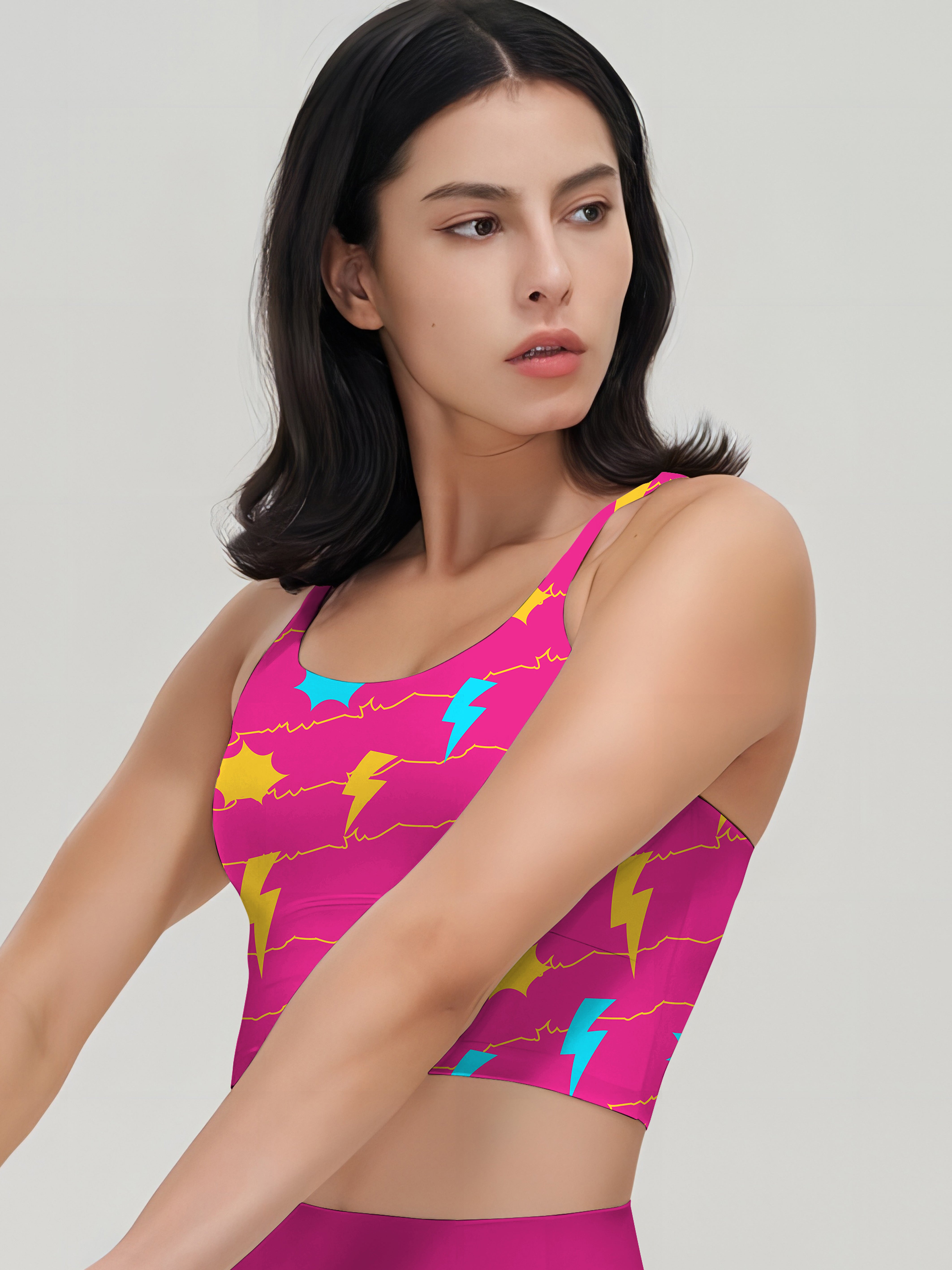 Colorful lightning wave rose red tank tops